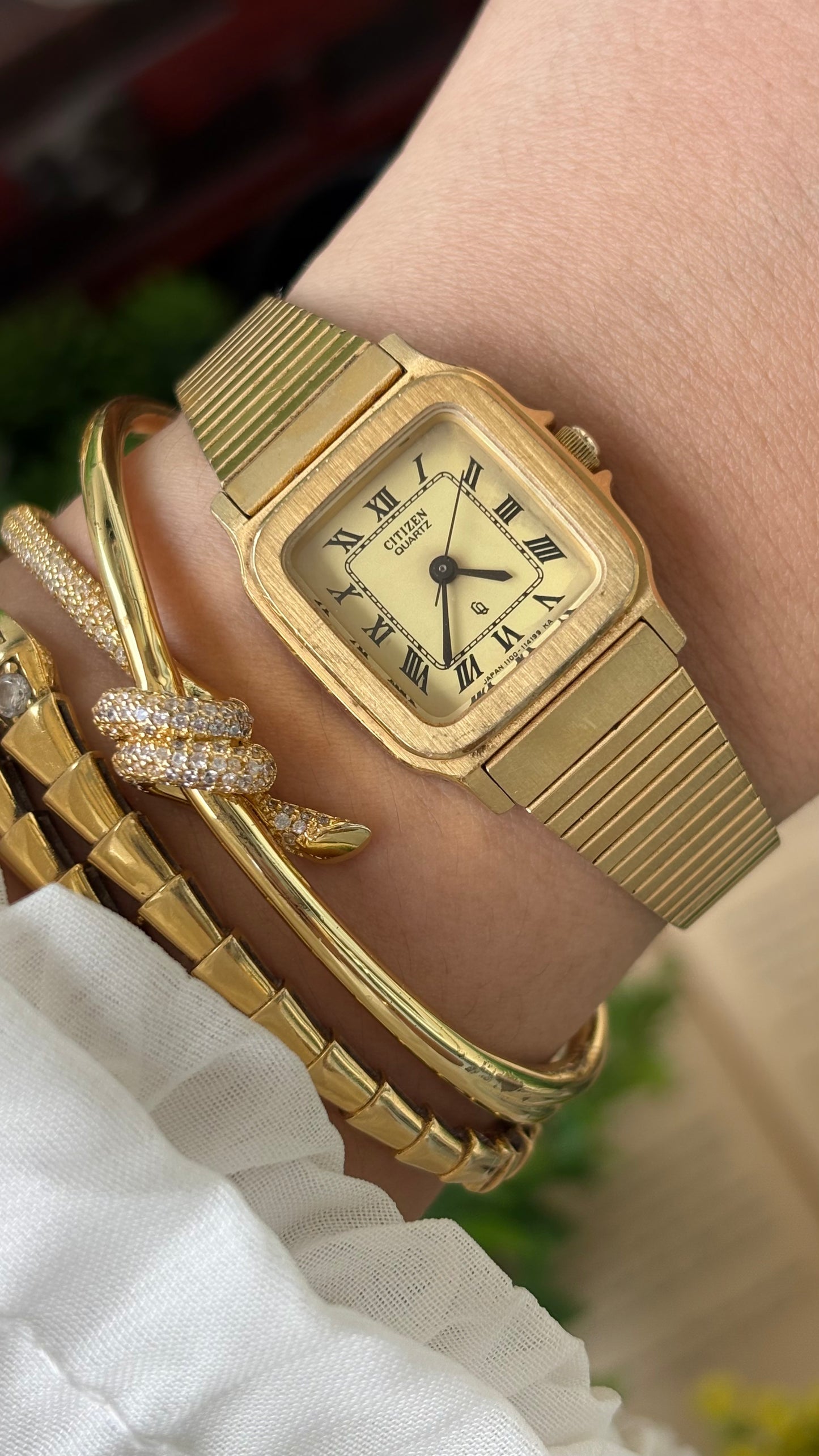 Vintage Citizen Watch in Gold Tone Roman Dial Cartier Inspired