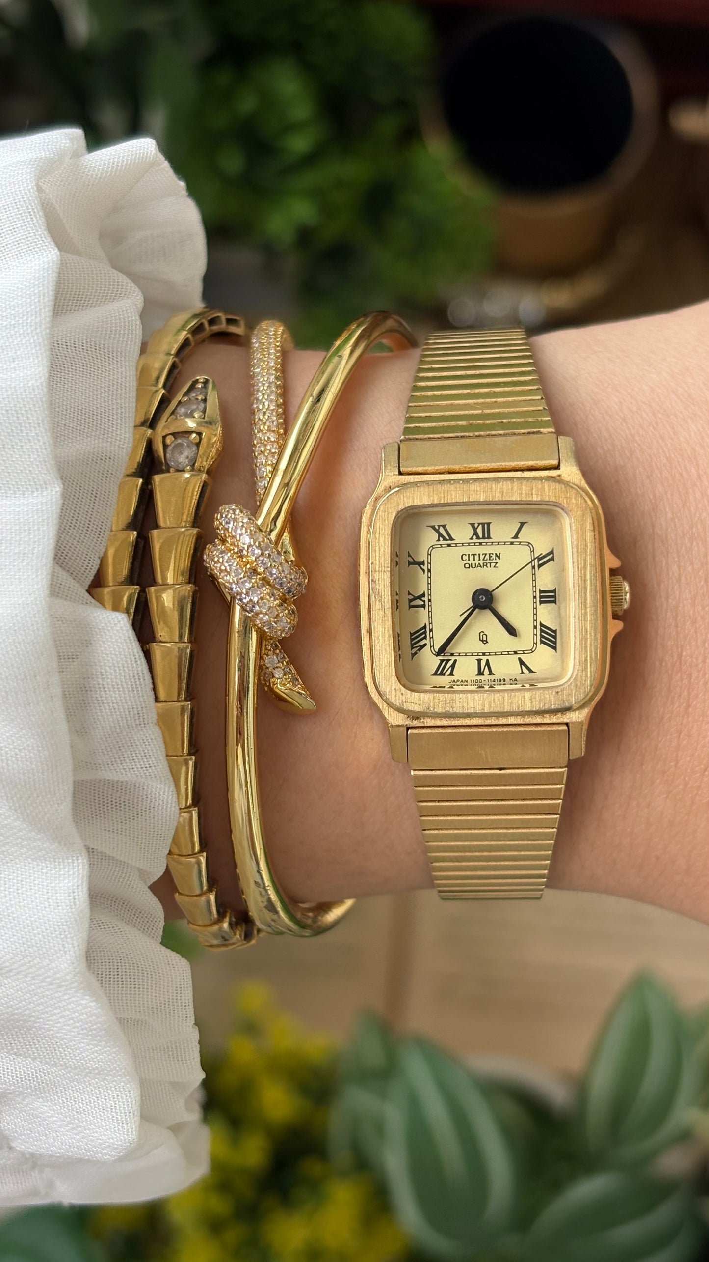 Vintage Citizen Watch in Gold Tone Roman Dial Cartier Inspired