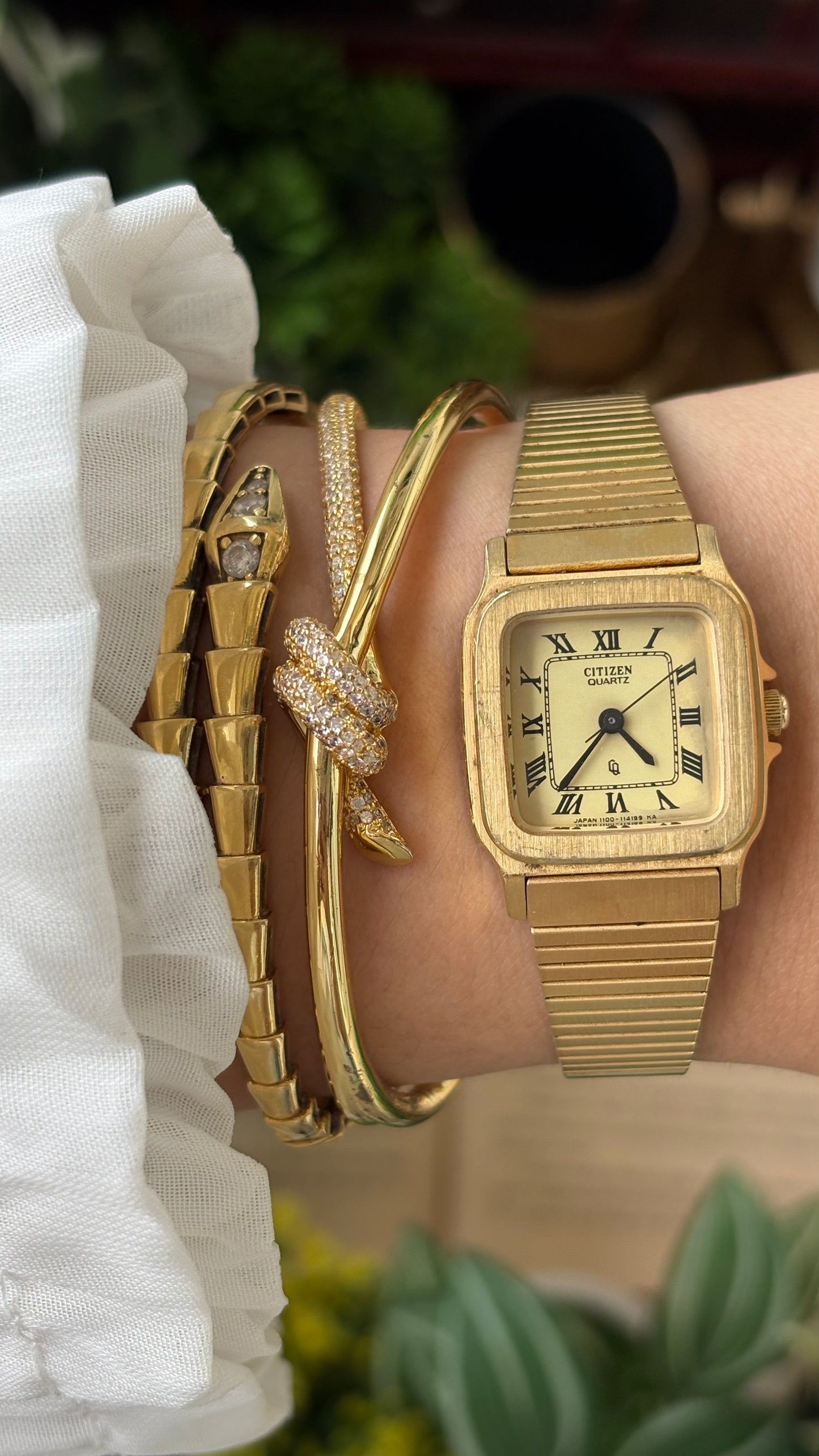 Vintage Citizen Watch in Gold Tone Roman Dial Cartier Inspired