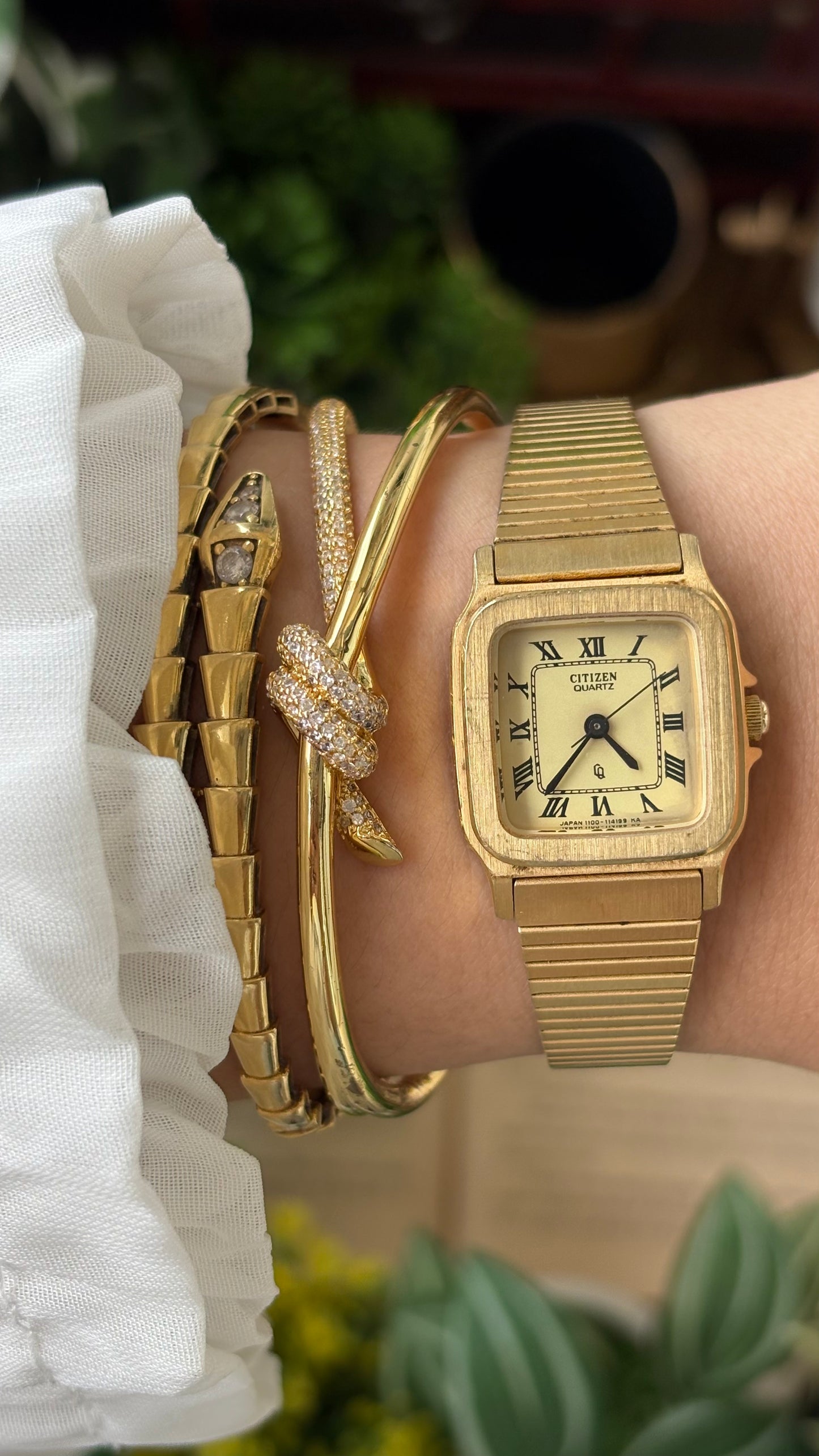Vintage Citizen Watch in Gold Tone Roman Dial Cartier Inspired