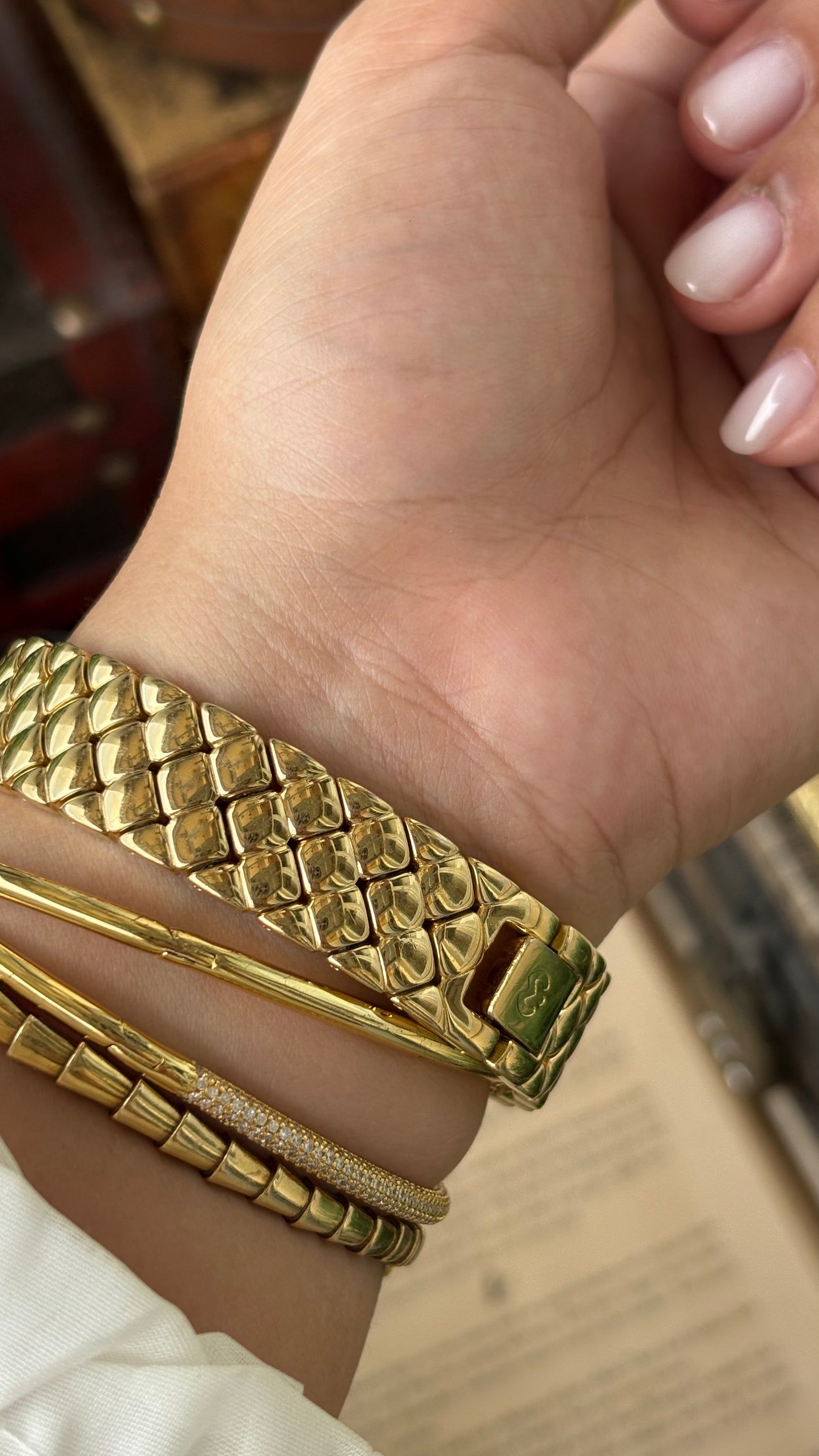 Vintage Mila Schon Watch in Gold Tone Franck Muller Inspired Quartz Quilted Bracelet