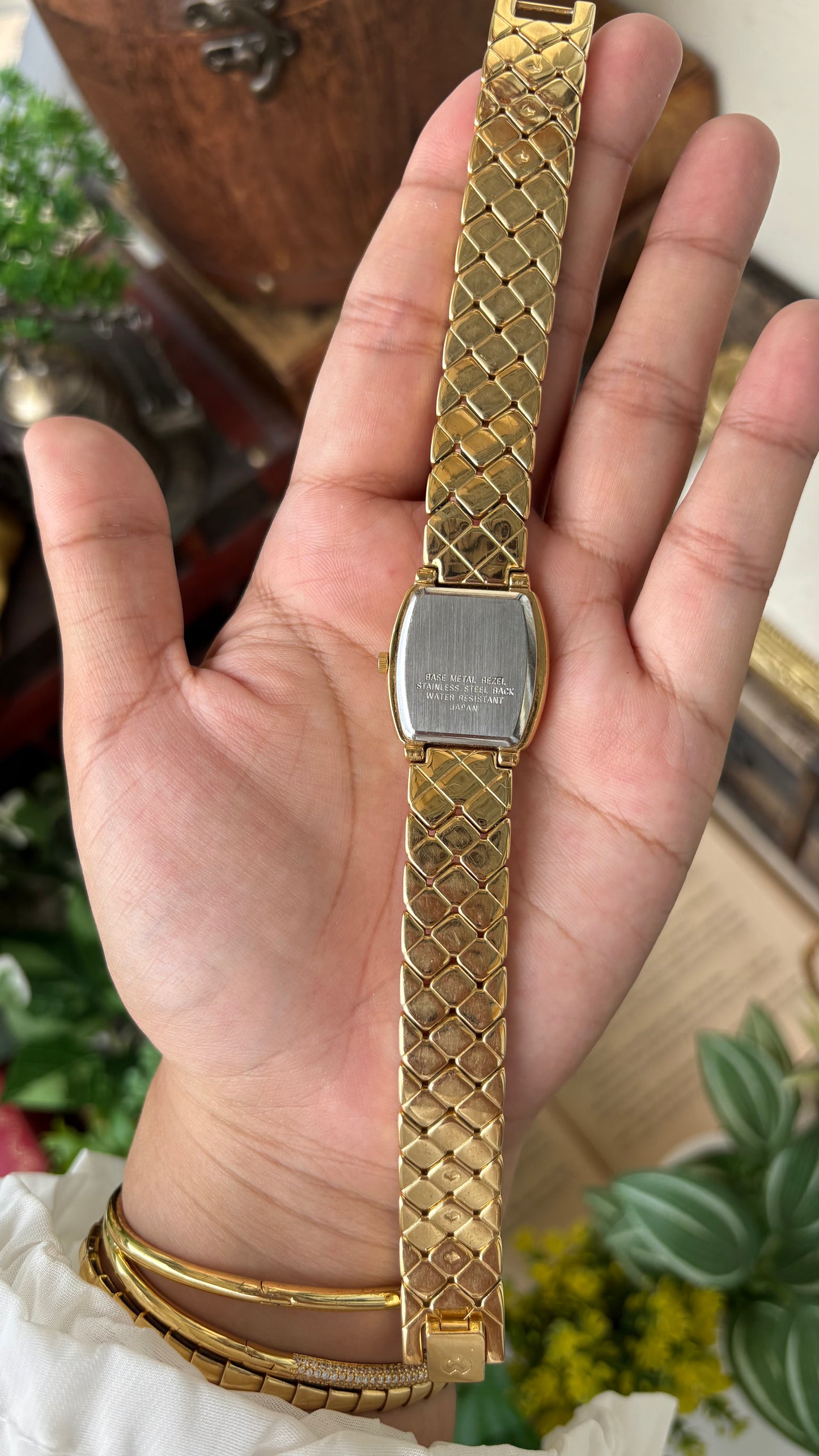 Vintage Mila Schon Watch in Gold Tone Franck Muller Inspired Quartz Quilted Bracelet